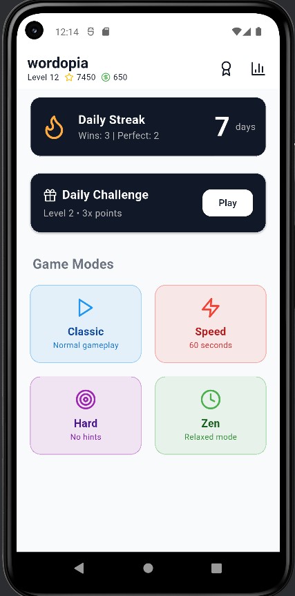 Wordopia Game Menu Screenshot